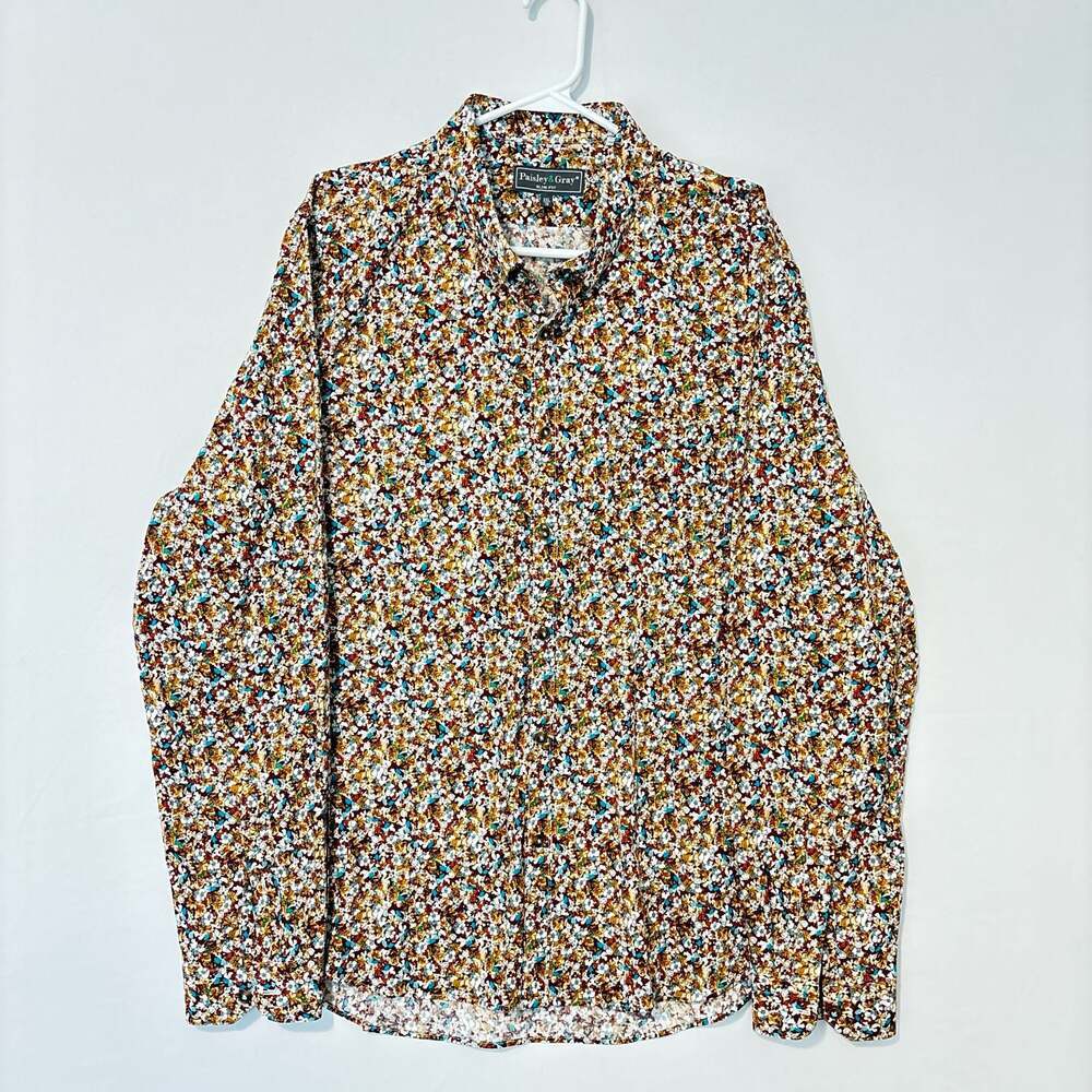 Paisley & Gray‎ Slim Fit Multi-Color Floral Print Long Sleeve Button-Down Shirt